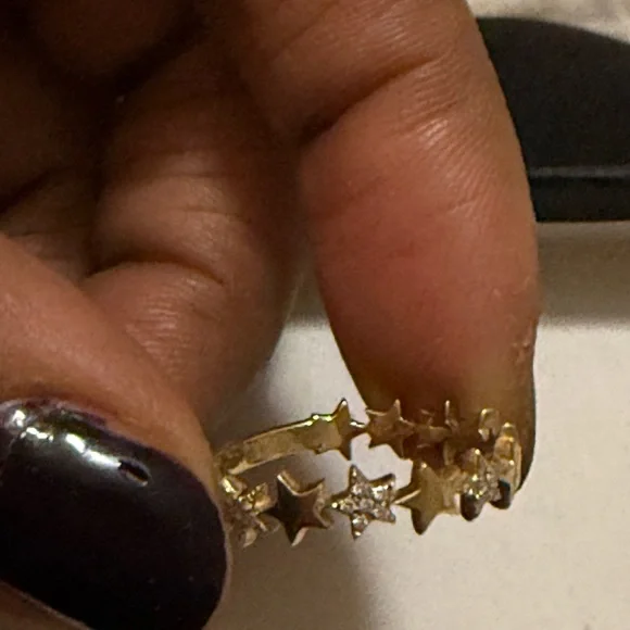 Authentic EF Collection Diamond Pave Star and Yellow Gold Ring Size 4 - Picture 2 of 3